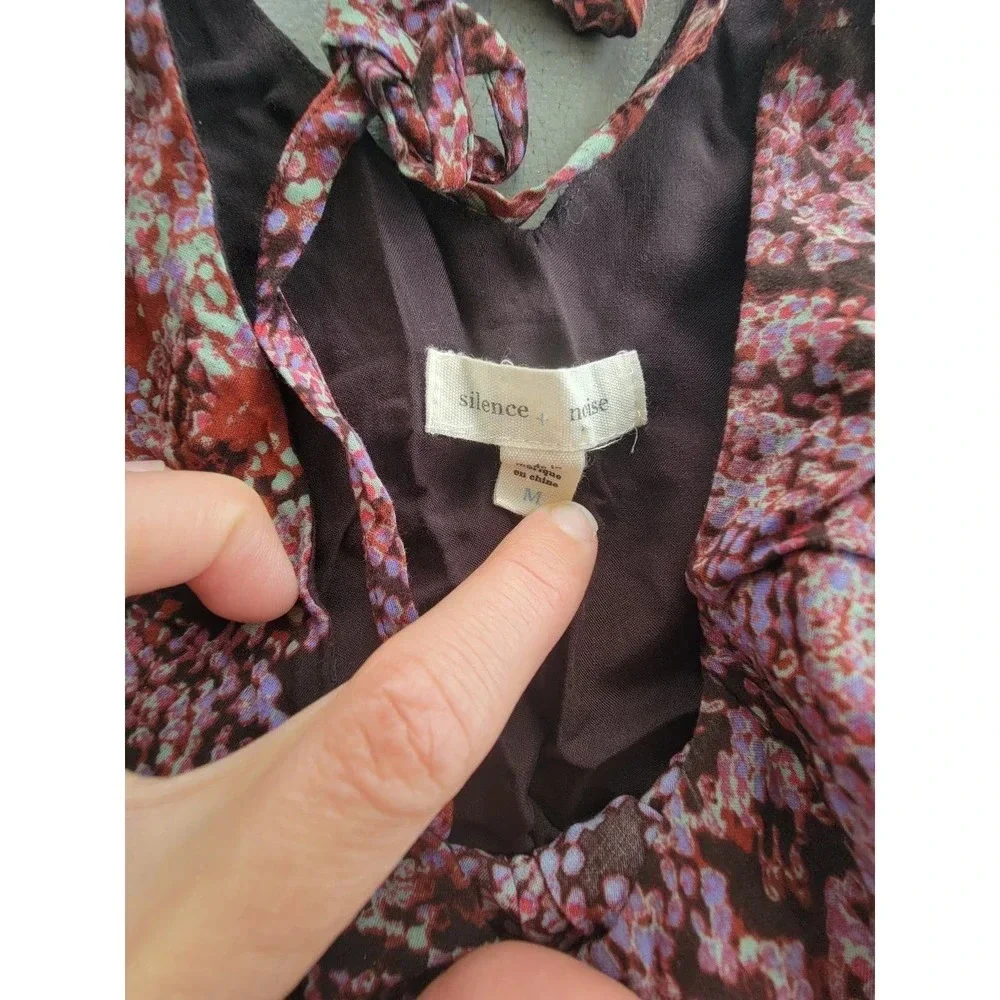 Silence + Noise Purple Snake Print Wrap Mini Halter Tank Swing Dress‎ Size M